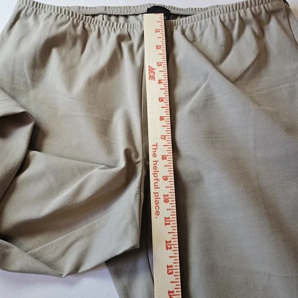 Eileen Fisher Womens Med Pull On Pants Tan Cotton Side Zipper Elastic Waist - Picture 7 of 10